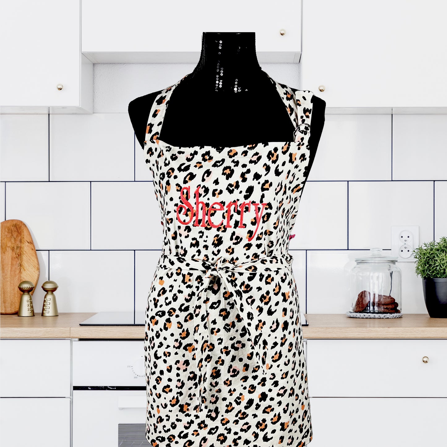 Apron for Adult Including Plus Size Personalized with Embroidery Cheetah