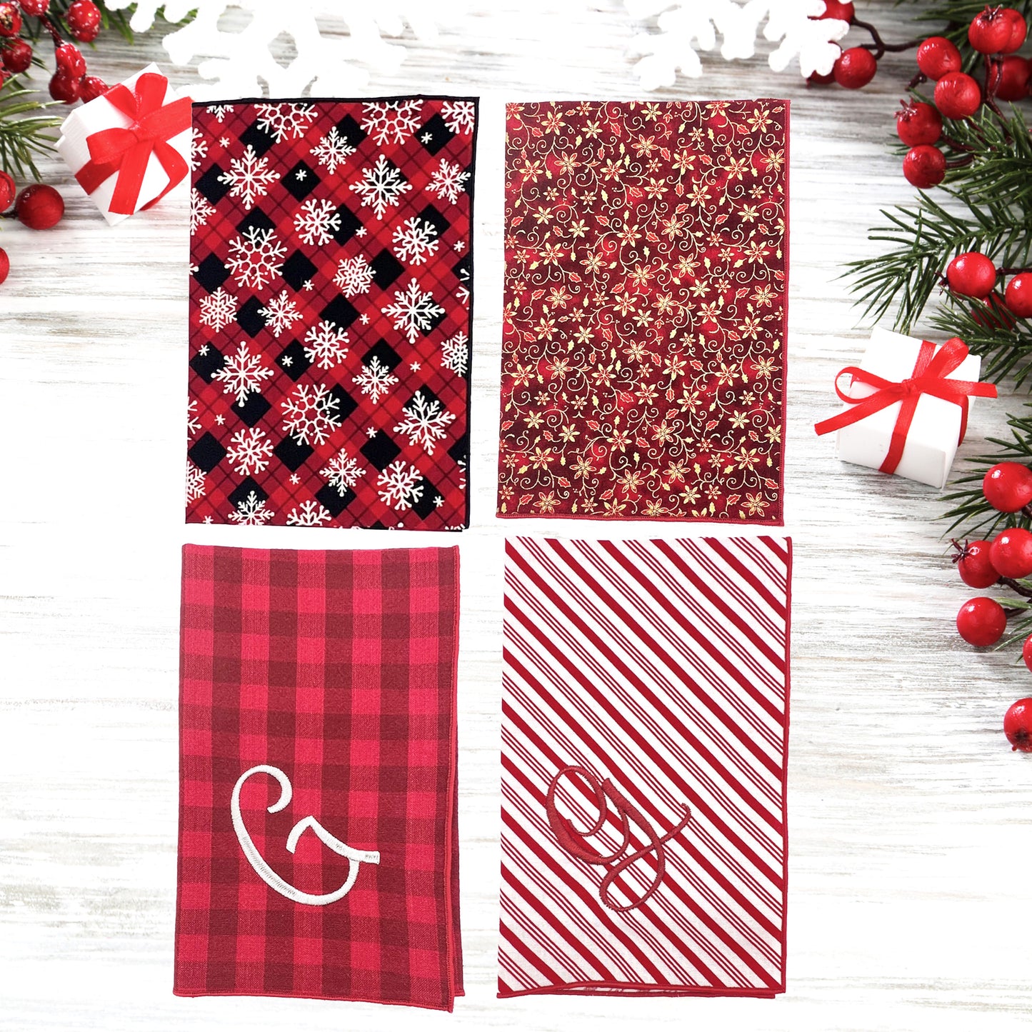 Reusable Cloth Christmas Napkins for Everyday Use  Set of 2, 4, 6, 8 or 10 Made of Cotton Red Colors