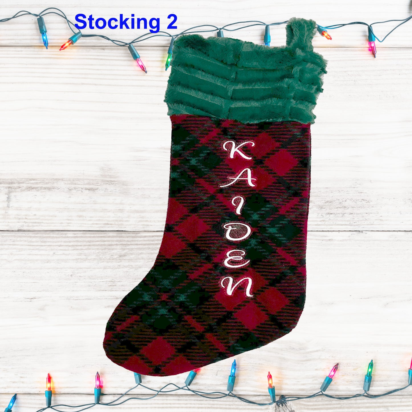 Christmas Stocking Personalized with Embroidered Name Set 1