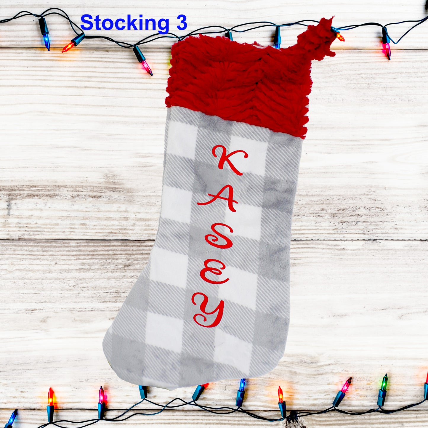 Christmas Stocking Personalized with Embroidered Name Set 2