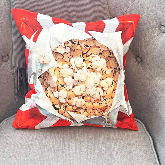 Pillow Cover or Throw Pillow Popcorn Design Movie Night