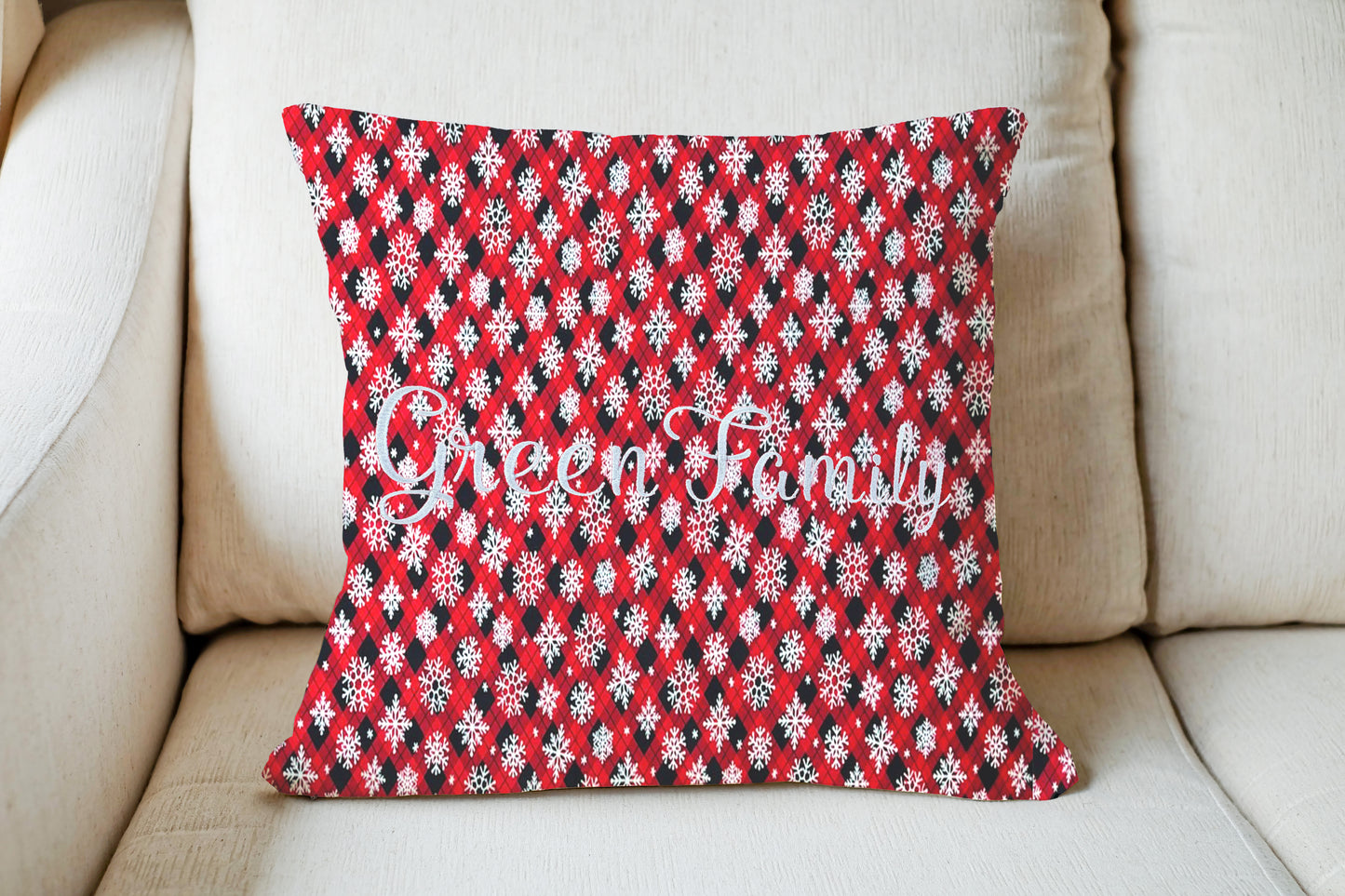 Christmas Throw Pillow Cover or Holiday Decorative Pillow Red Checkered Plaid