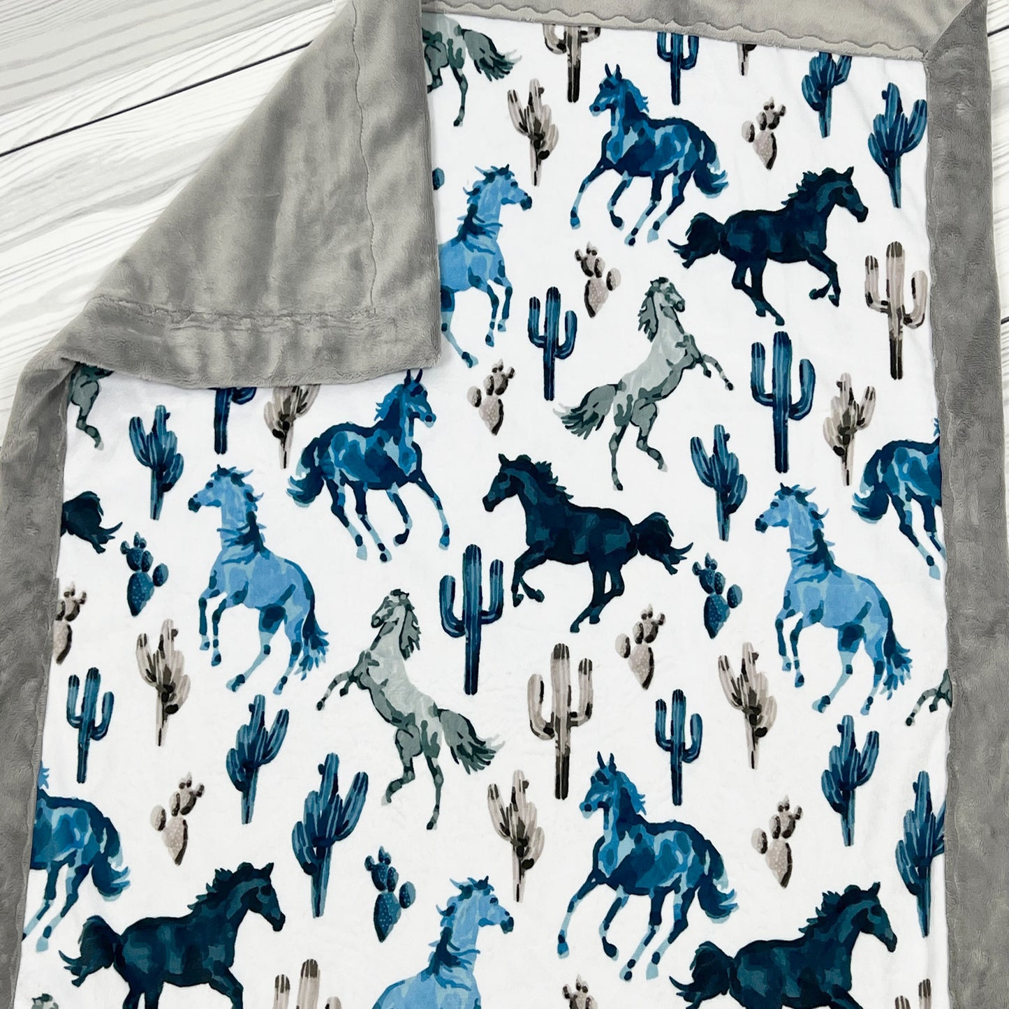 Baby Blanket Personalized Wild Blue Horse