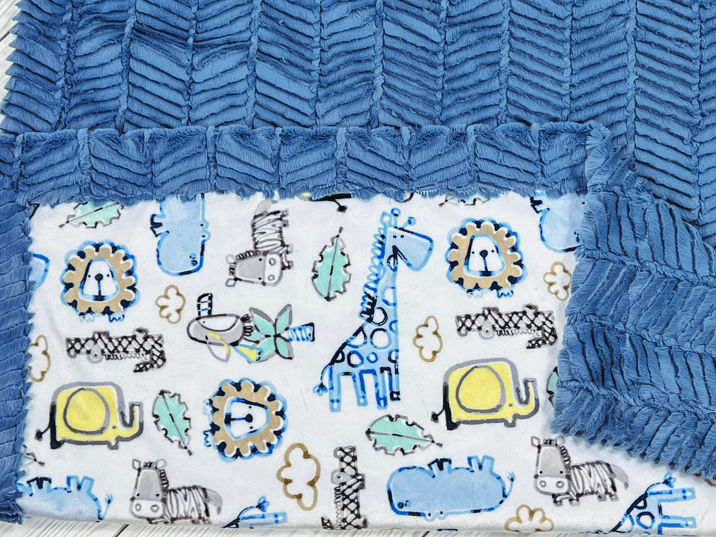 Baby Blanket Personalized Blue Giraffe