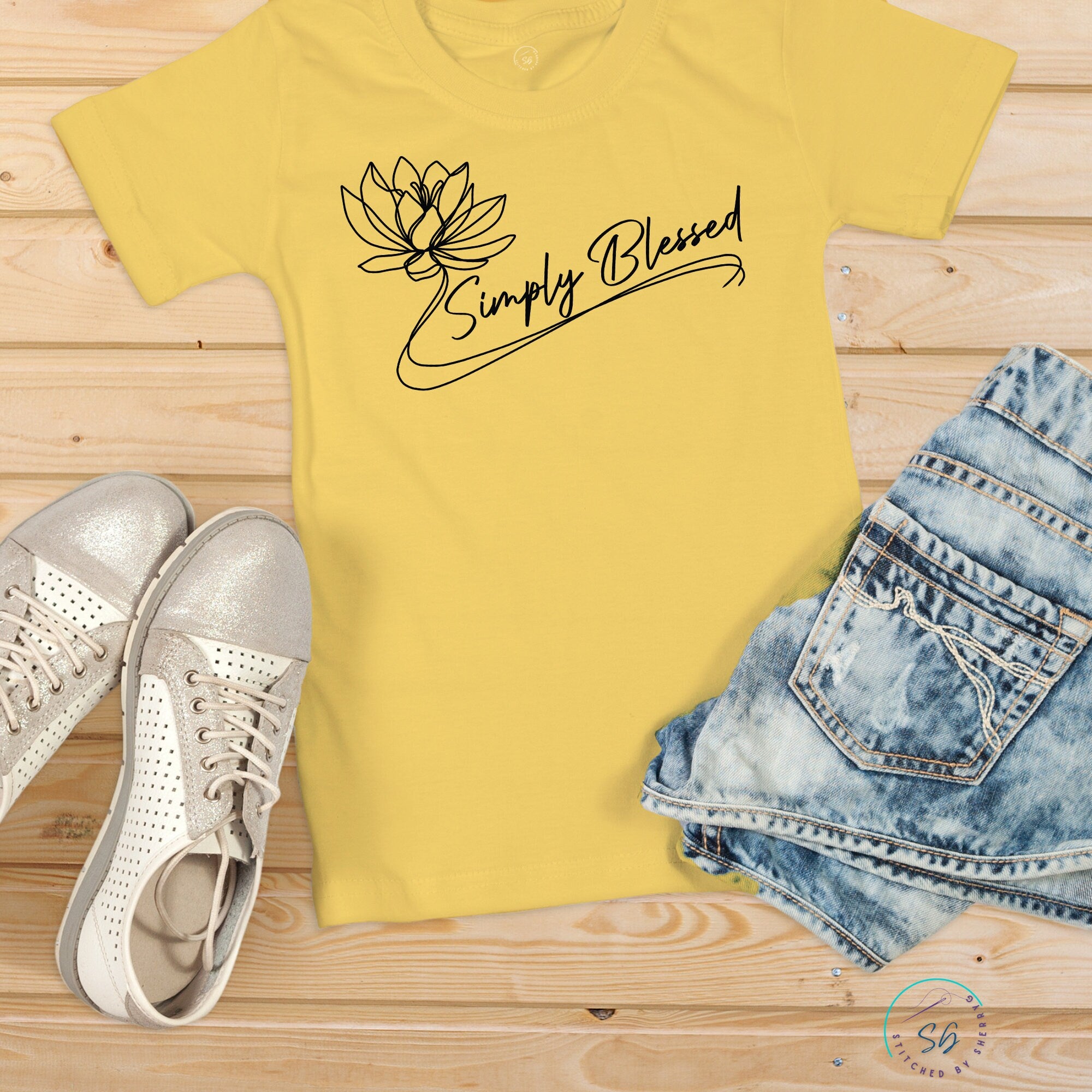 Christian Funny T Shirt Regular and Plus Size Simply Blessed Stitched by SherryG