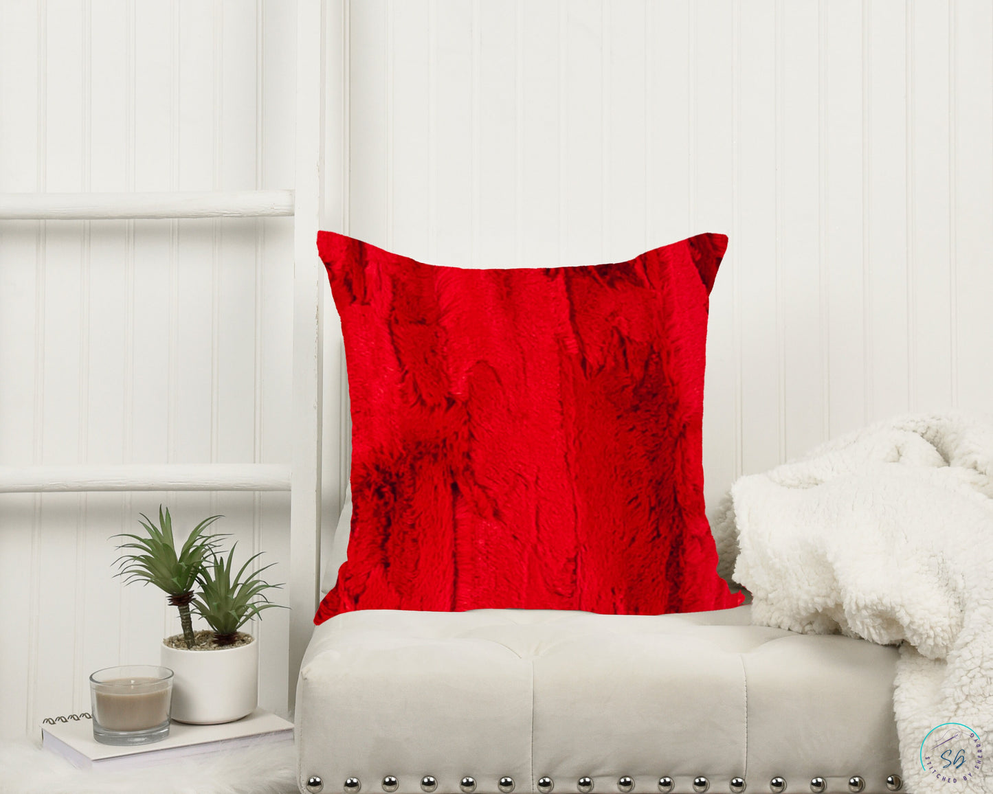 Christmas Pillow Cover or Toss Pillow 16x16 or 18x18  Red