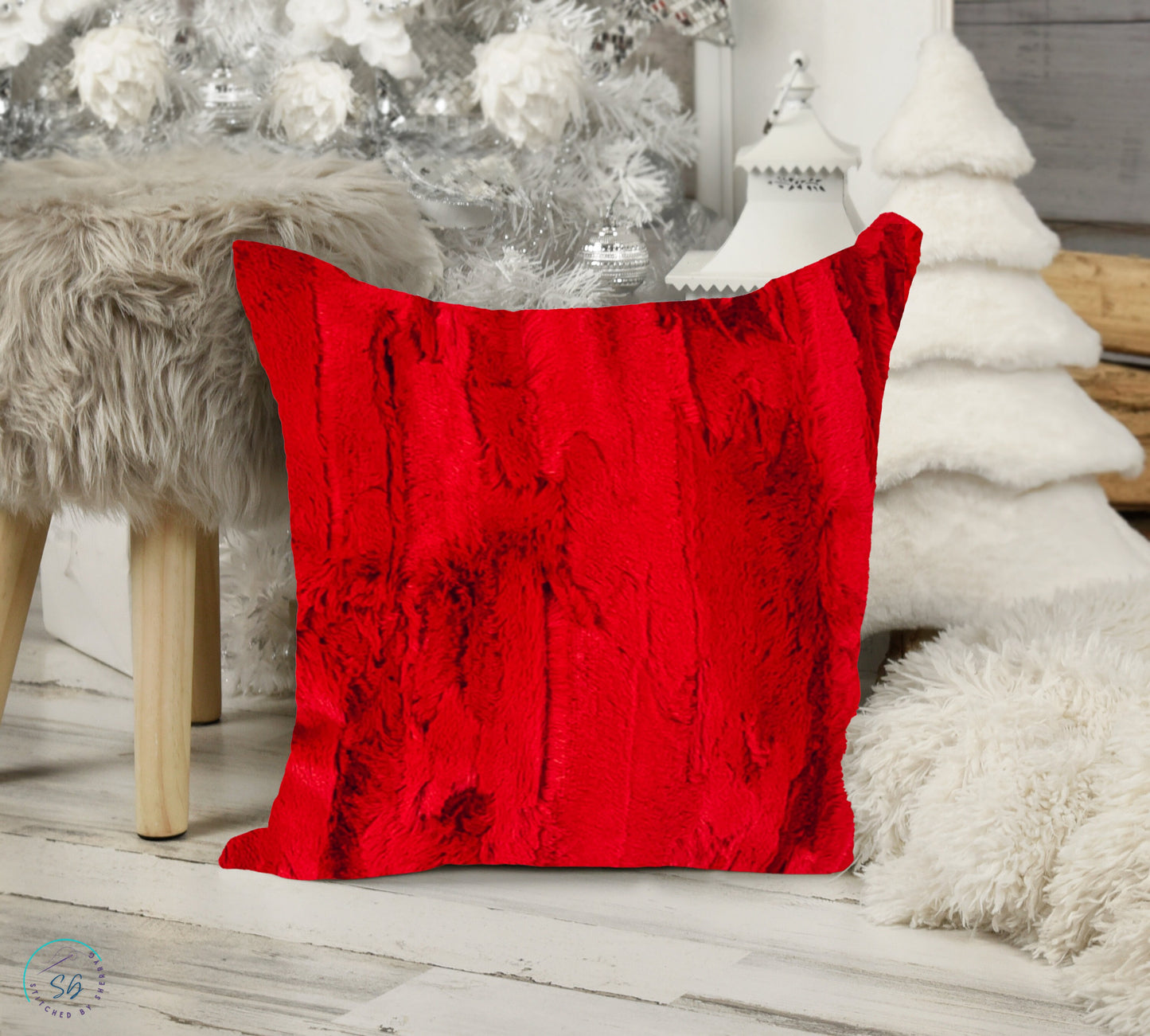 Christmas Pillow Cover or Toss Pillow 16x16 or 18x18  Red