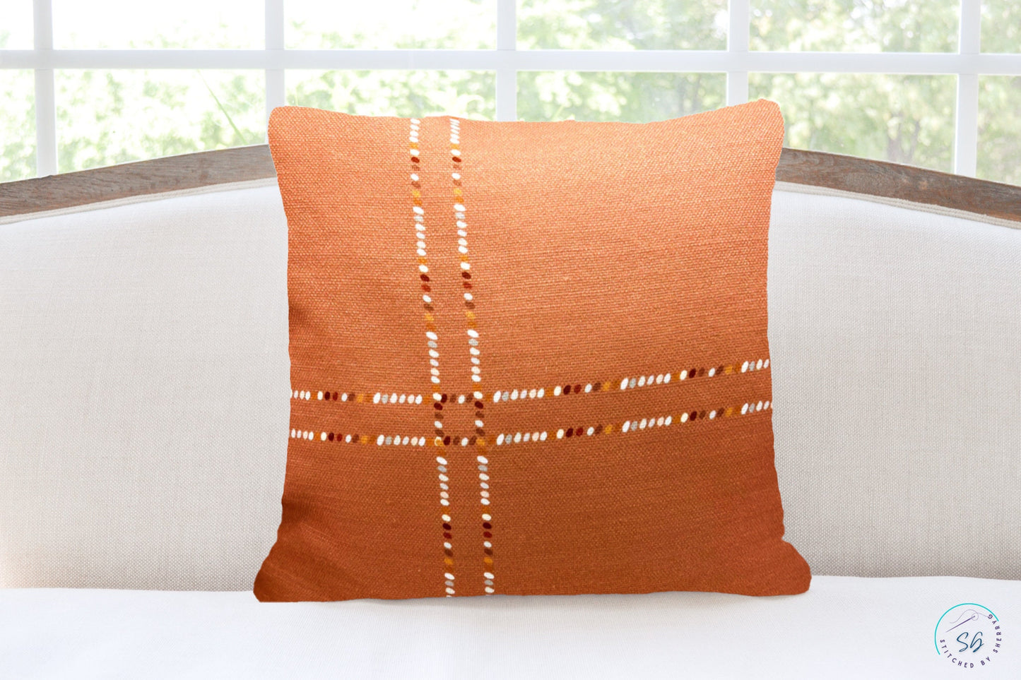 Pillow Cover or Throw Pillow Dotted Gingham Plaid Check Caramel