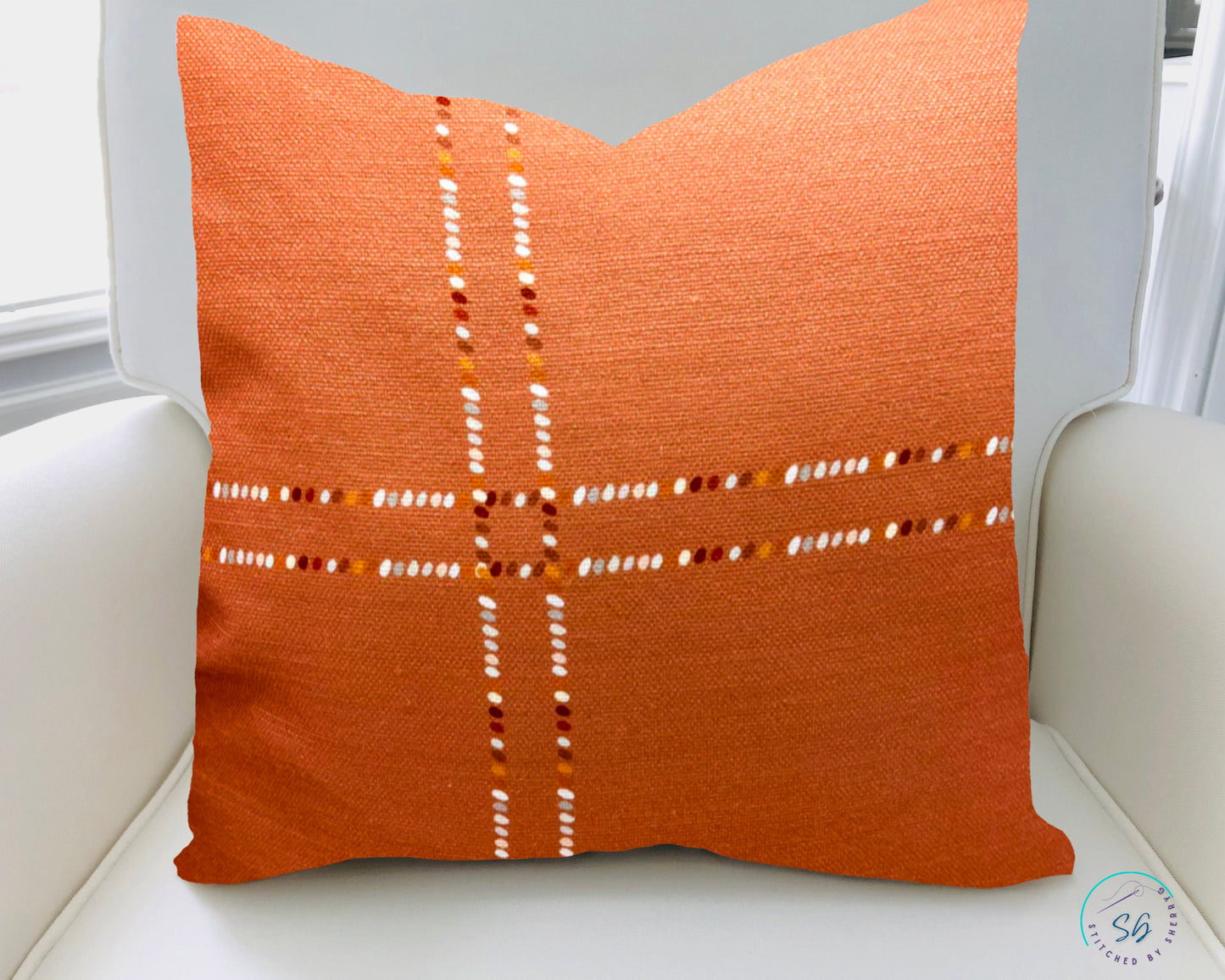 Pillow Cover or Throw Pillow Dotted Gingham Plaid Check Caramel