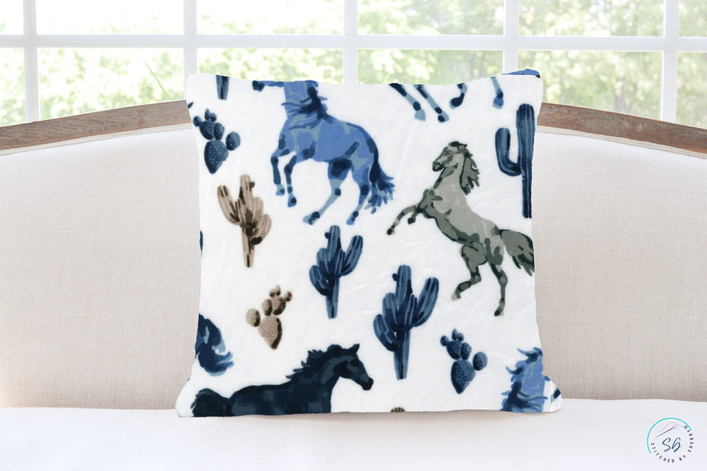 Pillow Cover or Throw Pillow Wild Blue Horse