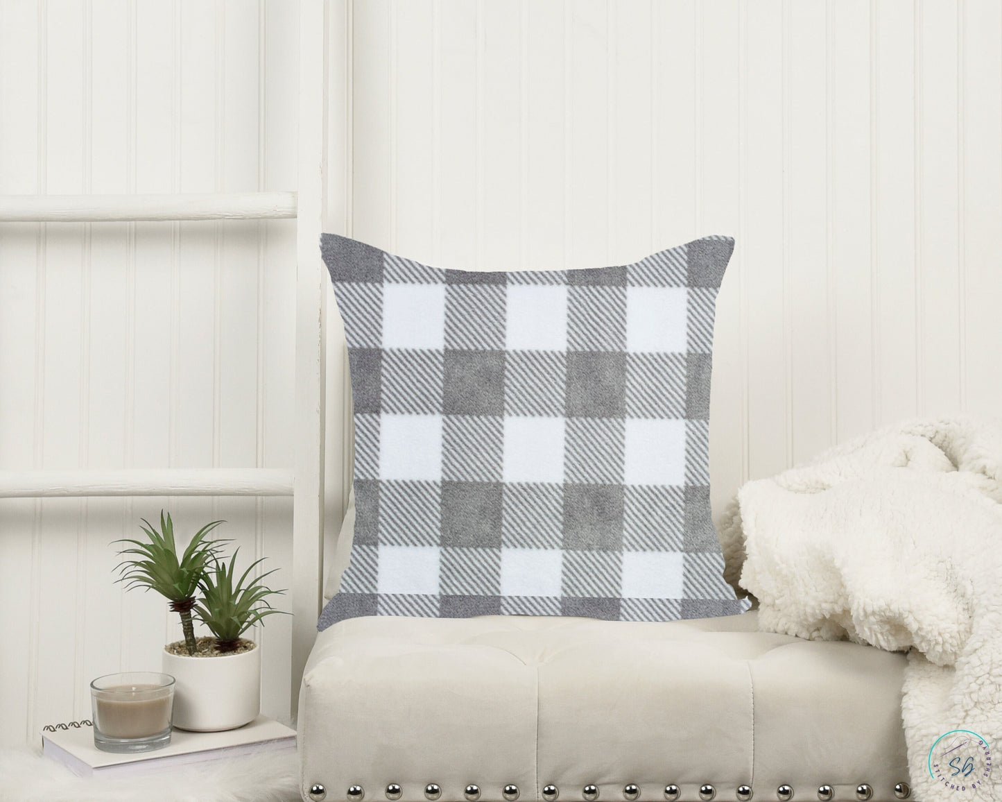 Pillow Cover or Throw Pillow Gray & White Tic Tock