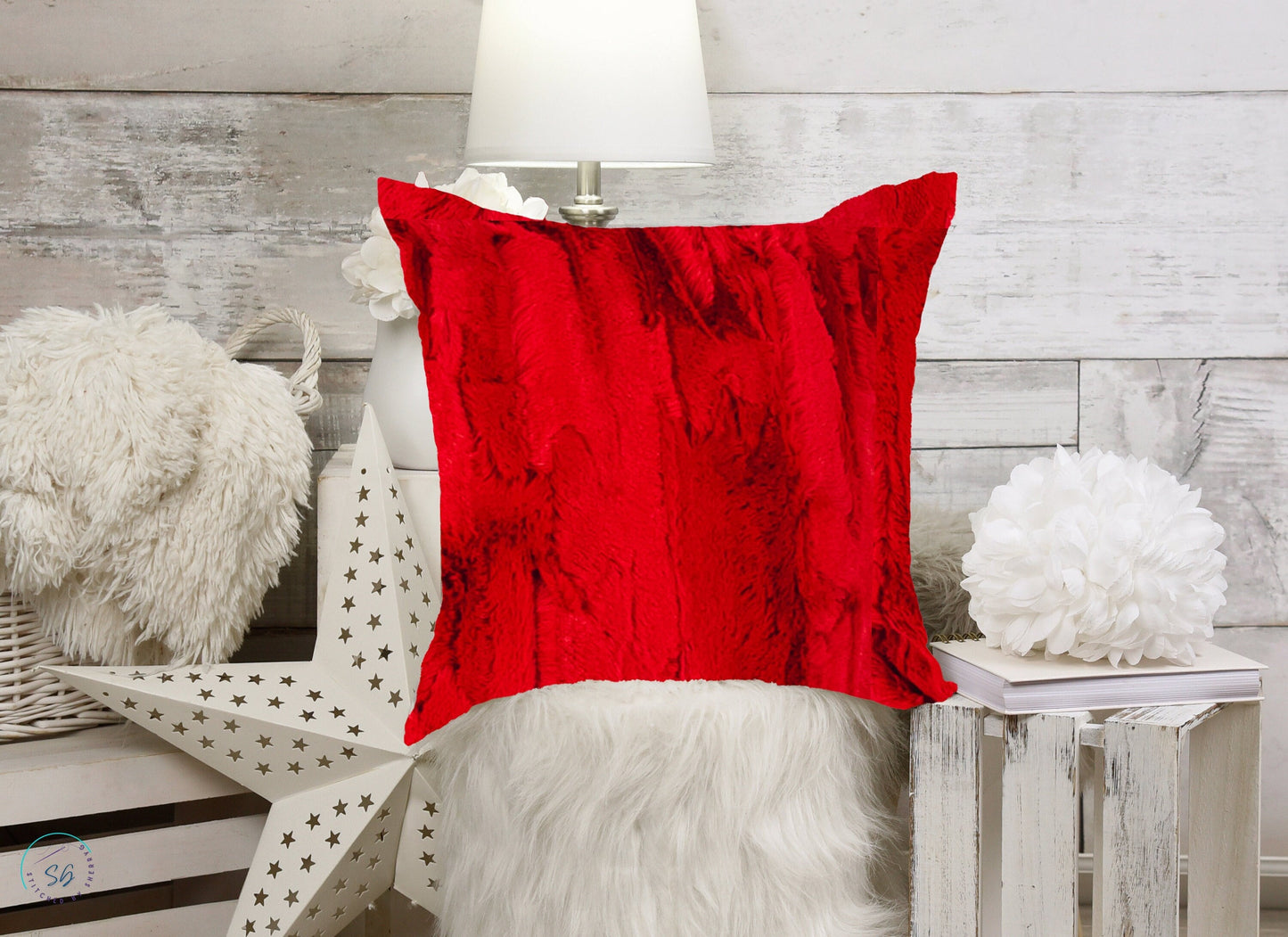 Christmas Pillow Cover or Toss Pillow 16x16 or 18x18  Red