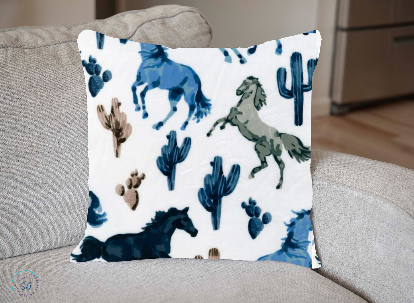 Pillow Cover or Throw Pillow Wild Blue Horse