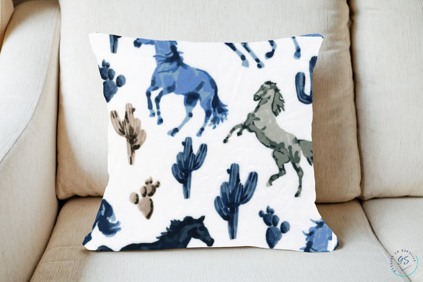 Pillow Cover or Throw Pillow Wild Blue Horse