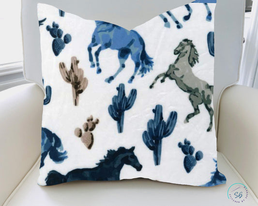 Pillow Cover or Throw Pillow Wild Blue Horse