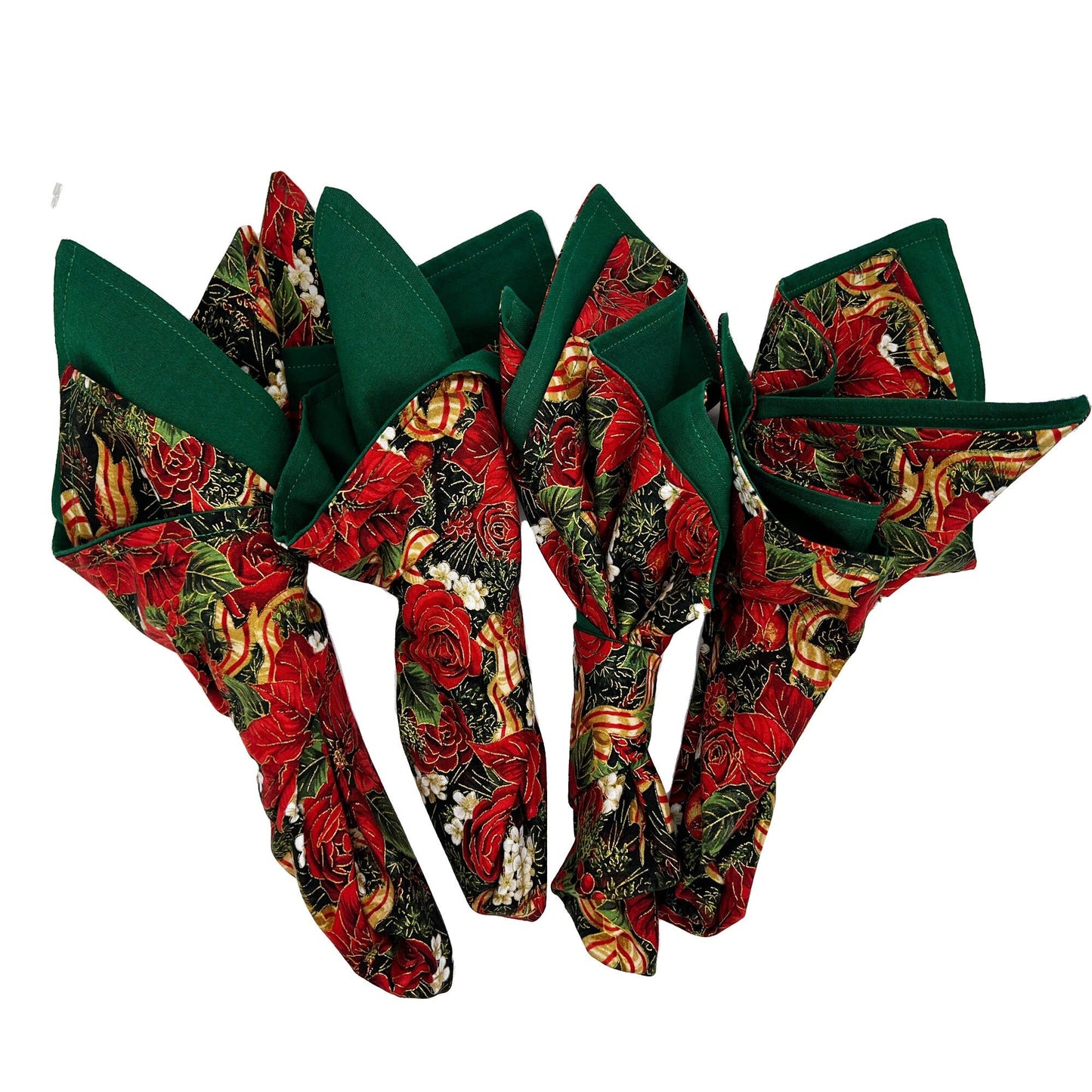 Cloth Dinner Napkins & Placemats for Christmas Dinner Set of 4, 6, 8 or 10 Red Green