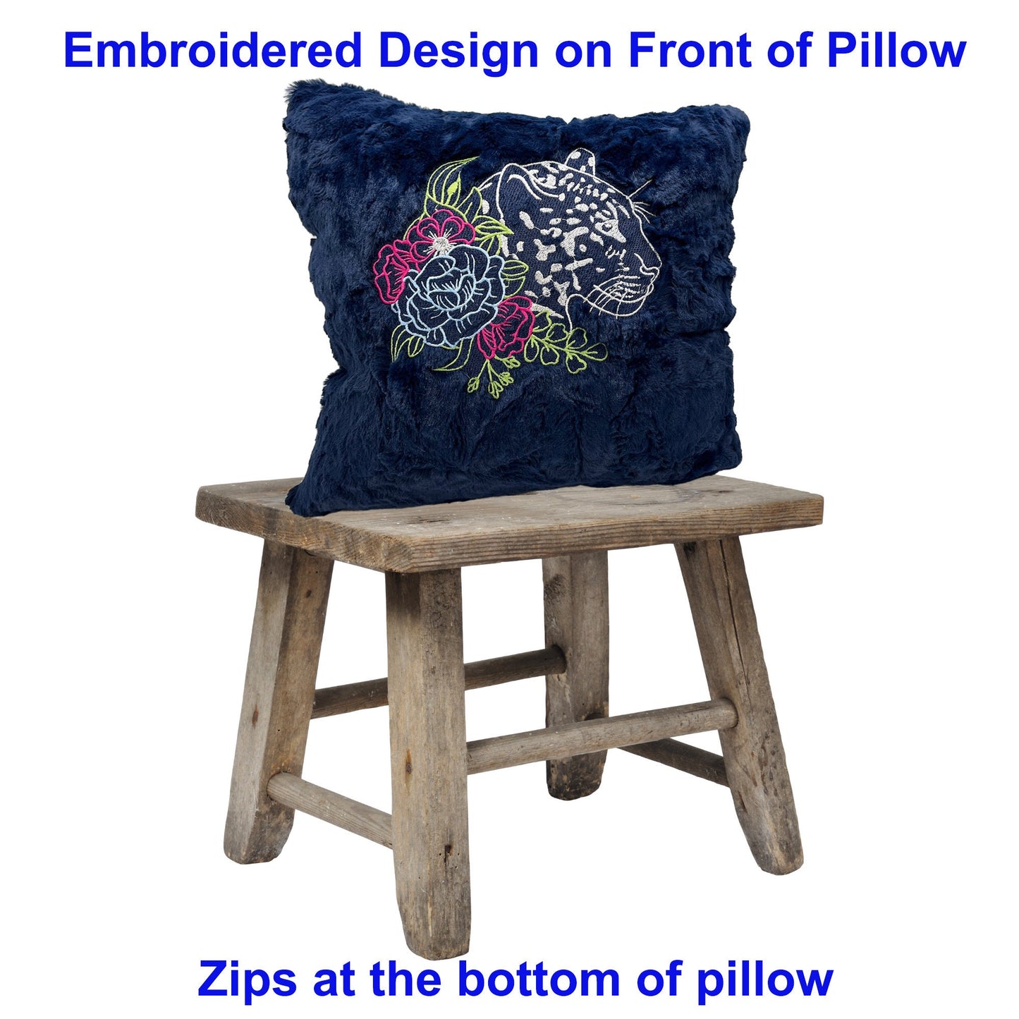 Pillow Cover Customized & Personalized Embroidered Panther