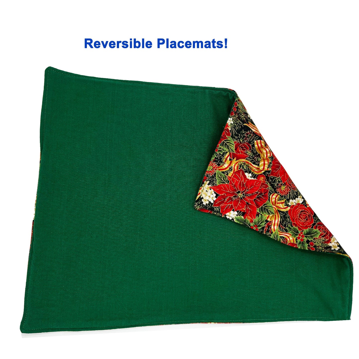 Cloth Dinner Napkins & Placemats for Christmas Dinner Set of 4, 6, 8 or 10 Red Green