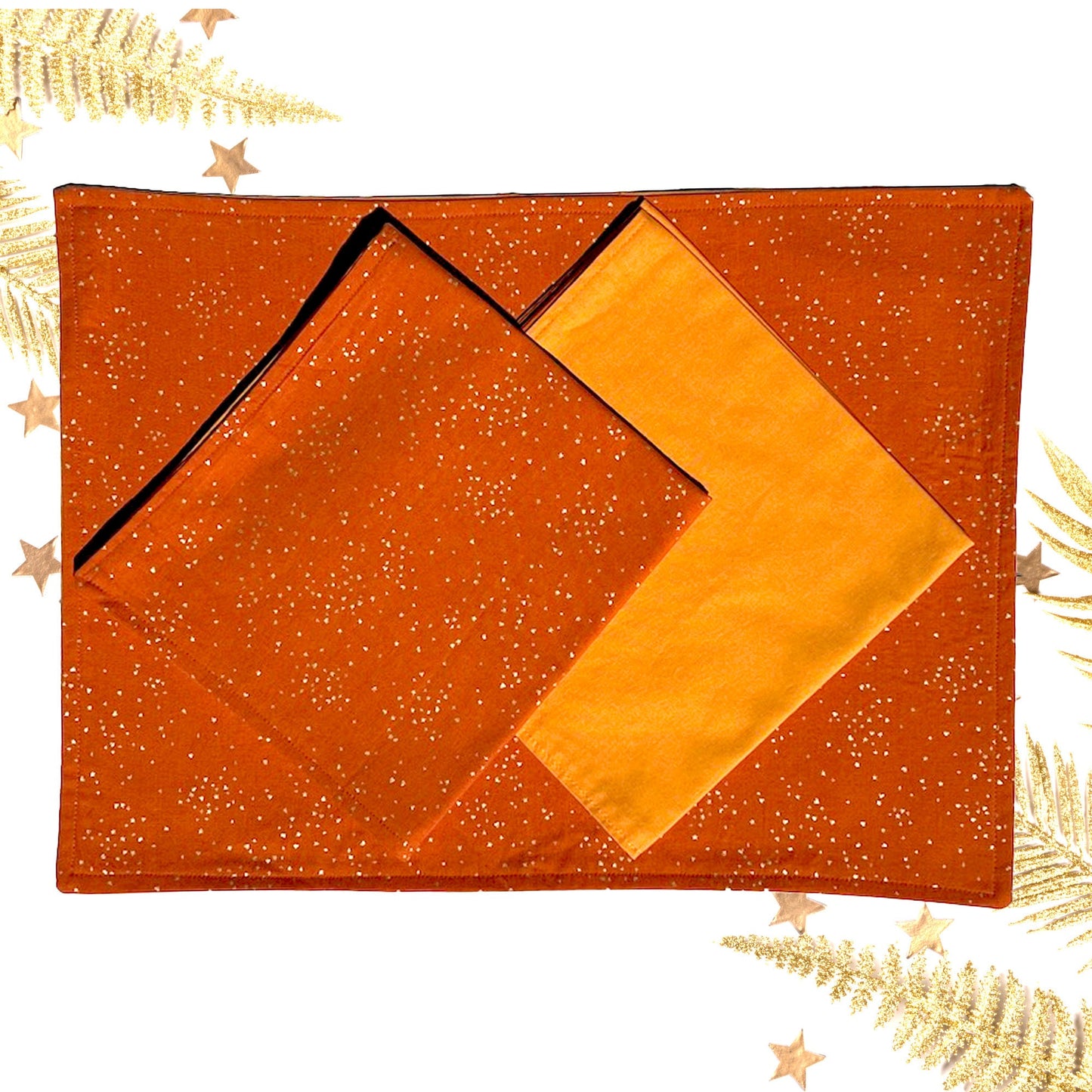 Cloth Dinner Napkins and Placemats Orange Glitz