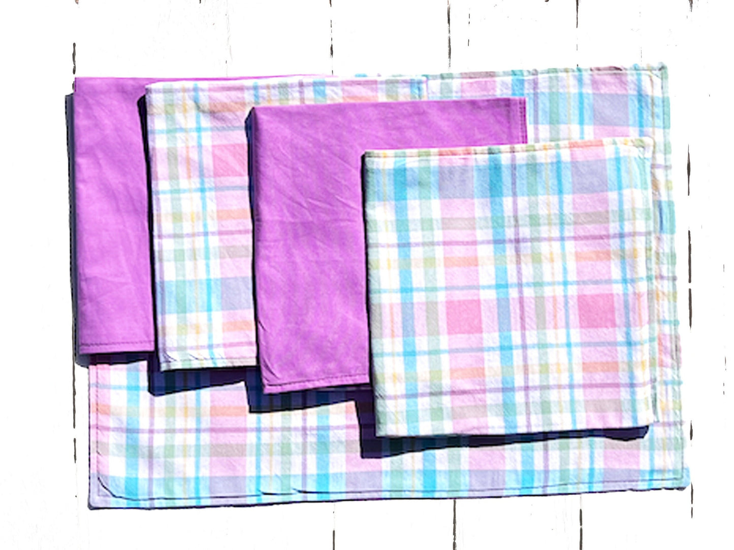 Cloth Dinner Napkins and Placemat Purple Plaid