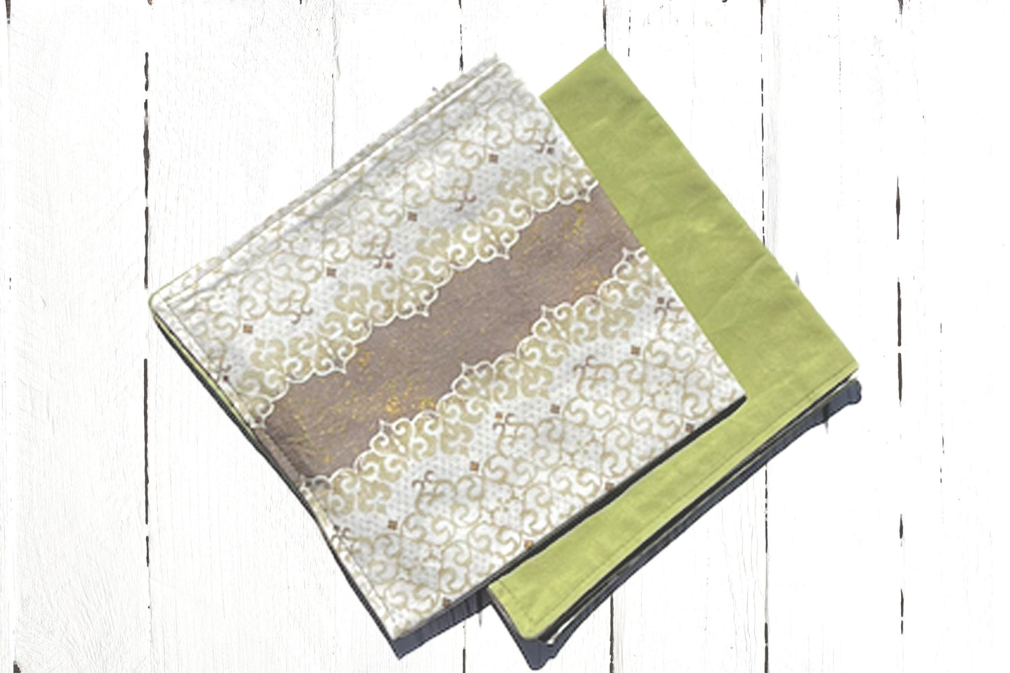 Dinner Napkins and Placemats Sage with Gold Metallic