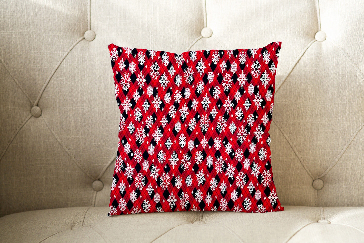 Christmas Throw Pillow Cover or Holiday Decorative Pillow Red Checkered Plaid