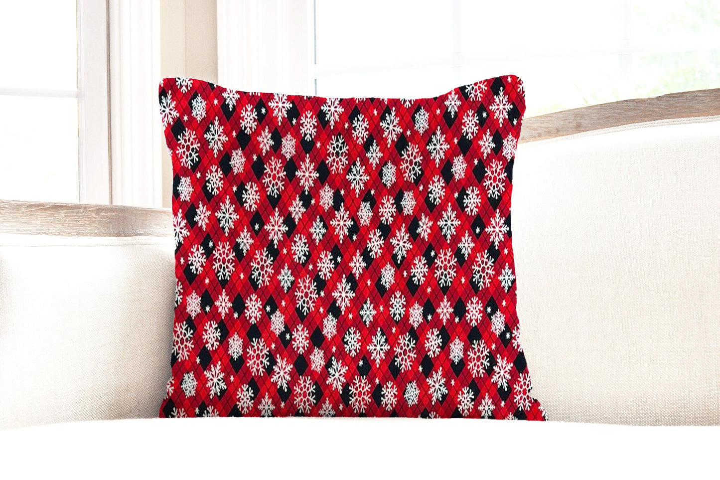 Christmas Throw Pillow Cover or Holiday Decorative Pillow Red Checkered Plaid